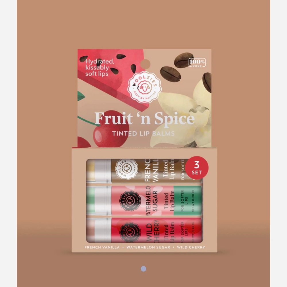 Woolzies - 100% Organic Lip Balm Trio - Fruit ‘n Spice